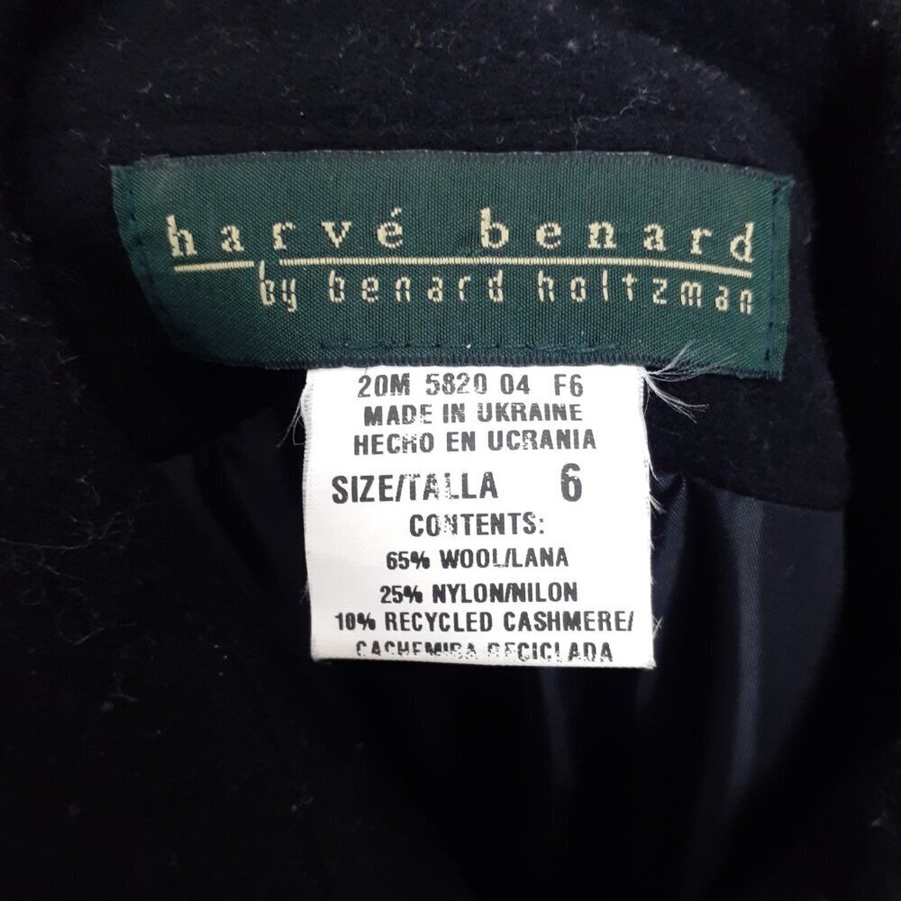 Harve Benard Womens Wool Cashmere Blend Coat Size 6 Black Button Up CL - Picture 3 of 4